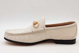 Gucci White Leather Crocodile Horsebit Loafers Size 6 Eb1225rxzde