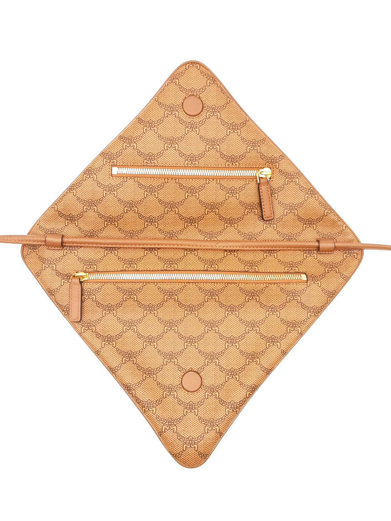 Mcm Himmell Triangle Pouch In Cognac Lauretos Coated Canvas Fw0725crdu