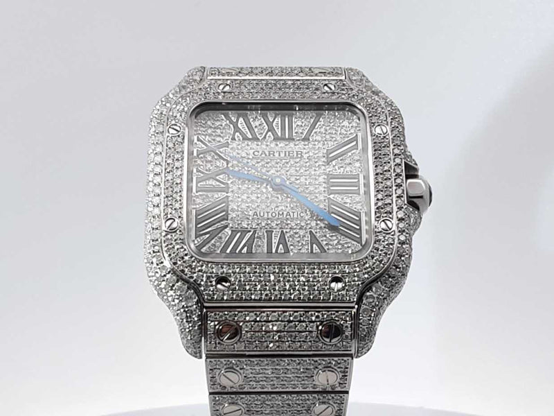Cartier Santos 40mm Watch Diamonds Aftermarket Customized Sd1125crzxsa