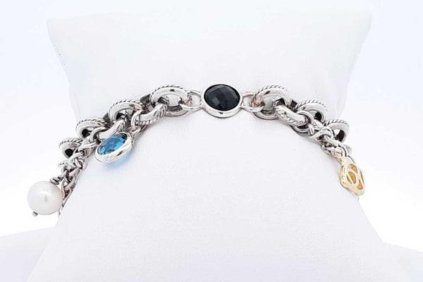 David Yurman Sterling Silver Old World Charm Bracelet 31.6 Gram 7 In Fw0425ozxdu