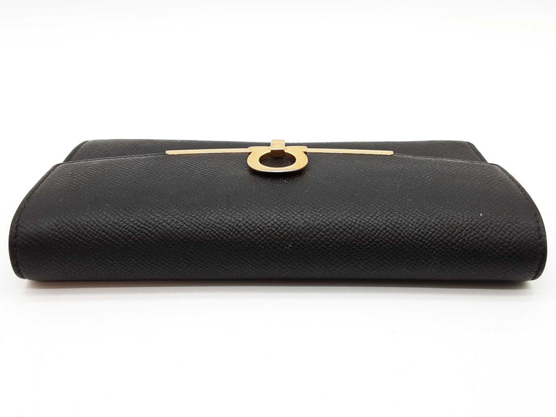 Salvatore Ferragamo Gancini Black Leather Continental Wallet Do0525oorde