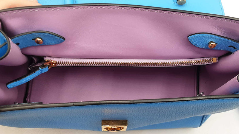 Versace La Medusa Blue Calfskin Leather Top Handle Handbag Sd0925orzdu