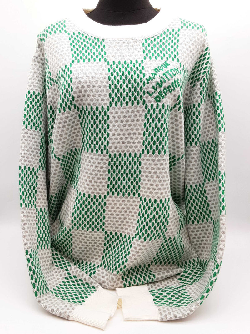 Louis Vuitton Green White Damier Sweatshirt Size L Do0425pxzde
