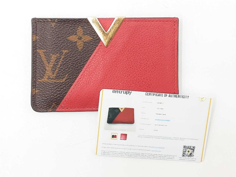 Louis Vuitton Monogram Kimono Portes Cartes In Canvas & Red Leather Fw0225lxxdu