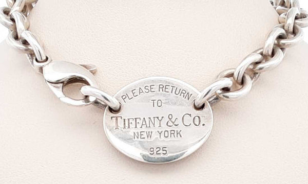 925 Please Return To Tiffany & Co. Oval Tag Necklace 14 Inch Ebocsa 144010013870