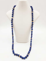 Lapis Lazuli Beads 10k Yellow Gold 109.7g Beaded Necklace 34 In Do1224rxzxdu
