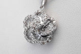 2.00cttw 18k White Gold Diamond Cluster Floral Pendant With 14k White Gold Box Chain 18 Inch 7.4 Grams Eb0426pprdu