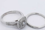 0.16ctw Center Diamond Wedding Set In 14k White Gold 5.1g Size 5.25 Eb0426pxzsa