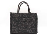 Versace Athena Small Tote Bag In Gray Barocco Canvas Fabric Fw1225wxzdu