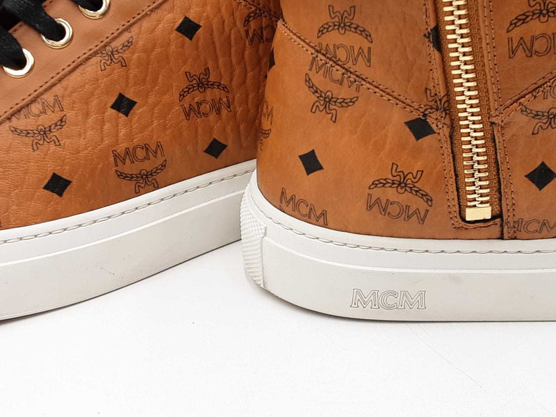Mcm Classic High Top Sneakers In Visetos Cognac It Size 38 Fw0825crdu