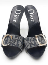Christian Dior Blue Oblique Canvas Heels Size 36 Eb1225crdu
