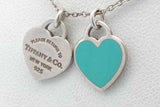 Tiffany & Co. Double Heart Tag Pendant Sterling Necklace 2.7g 18.5in Eb1026lxzsa