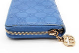 Gucci Gg Monogram Blue Leather Zip Around Wallet Eb0626lrxde