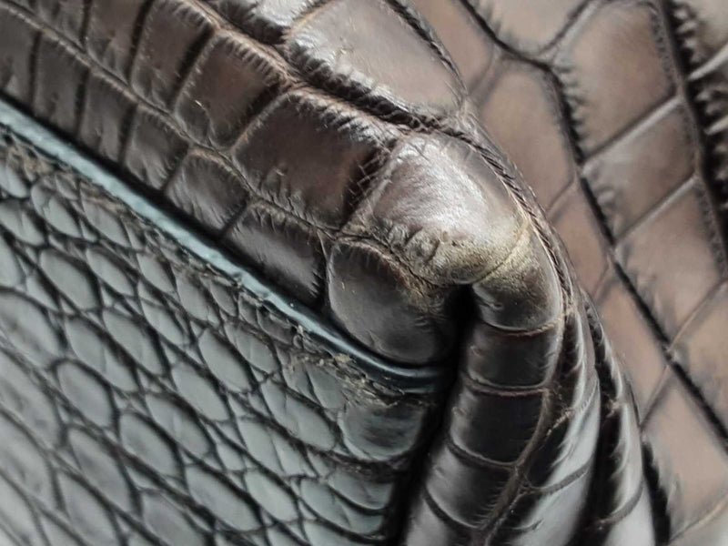 Bottega Veneta Dark Brown Matte Crocodile Leather Large Tote Bag Do0525rxzde