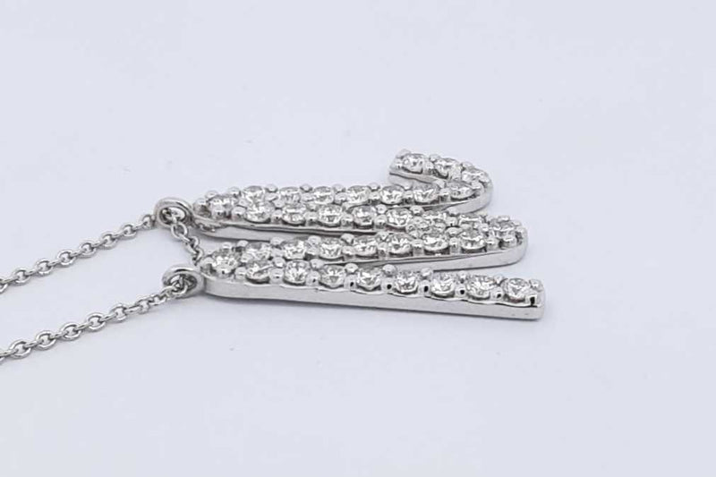 2.16ctw Lab Grown Diamond M Pendant Necklace 14k White Gold 8.6g Eb0125scrsa