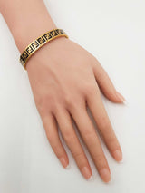Fendi Forever Fendi Gold-tone & Black Enamel Bangle Bracelet 7 Inch Fw0626lordu