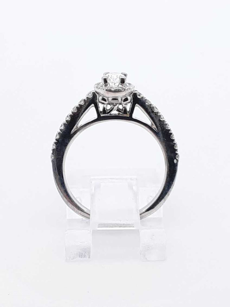 0.41 Cttw Diamond & 14k White Gold Halo Ring 2.7 Grams Size 4 Fw0625oxzdu