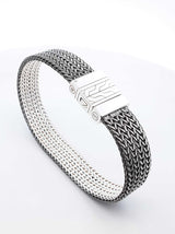 John Hardy Rata Woven Link Reversible Bracelet In Sterling Silver 39.3 Grams 7 Inch Fw0626wxzdu