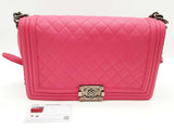 Chanel Boy Bag Hot Pink Quilted Lambskin Leather Shoulder Bag Do0925wxzxde