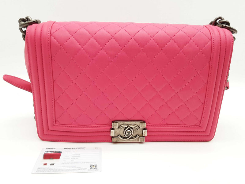 Chanel Boy Bag Hot Pink Quilted Lambskin Leather Shoulder Bag Do0925wxzxde