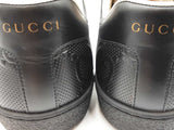 Gucci Ace Sneakers In Gg-embossed Perforated Black Leather Size 10.5 Fw0626lordu