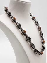 Versace Ellittica Black Brown Glass Brass Chain Necklace 19 In Do0626wxzde