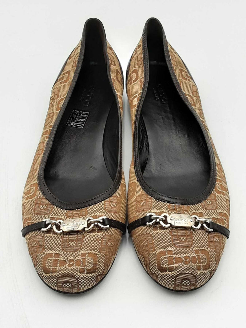 Gucci Canvas & Leather Ballet Flats Size 40 Eb0524pxsa