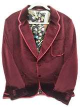 Gucci Burgendy Red Velvet Blazer Jacket Size 7-58r Do1025rxzde