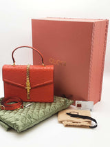 Gucci Sylvie 1969 Blood Orange Ostrich Leather Top Handle Bag Sd0925oozxde