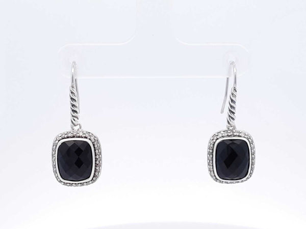 David Yurman Sterling Silver, Onyx & Diamond Albion Drop Earring  6.6 Grams Fw0525lxzdu