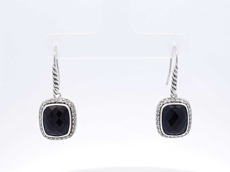 David Yurman Sterling Silver, Onyx & Diamond Albion Drop Earring  6.6 Grams Fw0525lxzdu