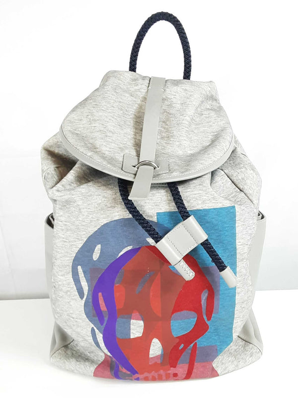 Alexander Mcqueen Multicolored Skull Gray Canvas Backpack Sd0925wrzde