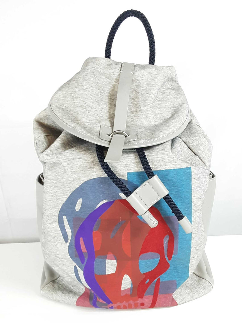 Alexander Mcqueen Multicolored Skull Gray Canvas Backpack Sd0925wrzde