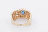 Blue Gemstone & Diamond Ring In 14k Yellow Gold 5.8 Grams Size 6.75 Eb0826wexsa
