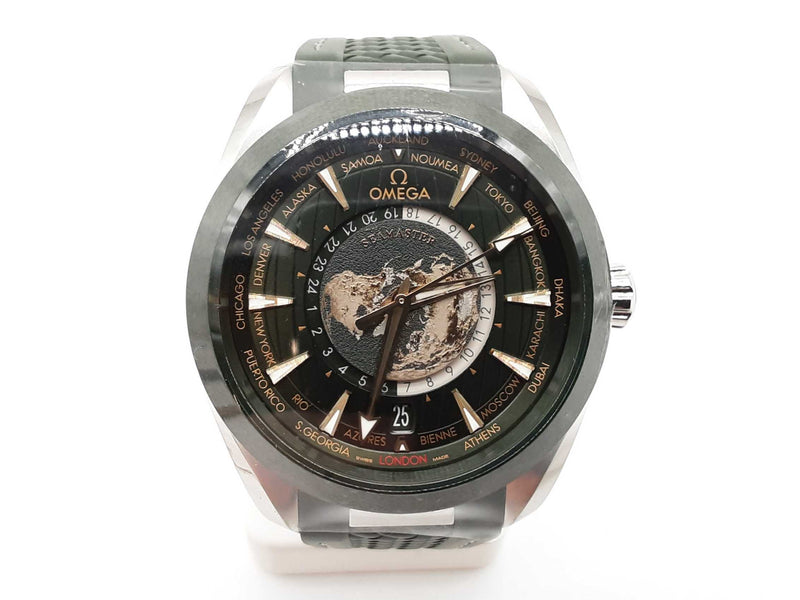 Omega 43 Seamaster Aqua Terra Green Dial Rubber Strap Steel Watch Do0725rxzxde