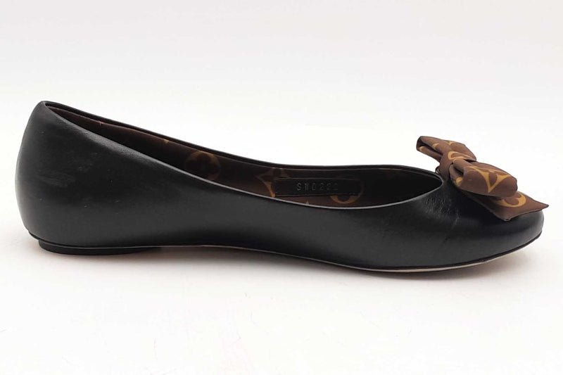 Louis Vuitton Popi Black Leather Ballet Flats Size 38.5 Eb1125lxzsa