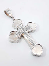 3.20 Cttw Diamond & 14k White Gold Orthodox Cross Pendant 88.5 Gram Fw0726ixzxdu