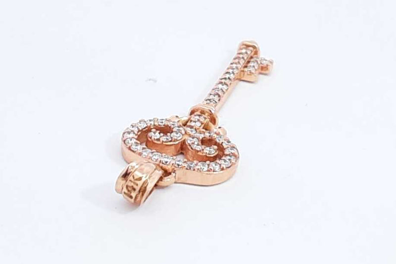 Approx. 0.4ctw Diamond Key Pendant In 14k Rose Gold 3.1 Grams Eb0125oxzdu