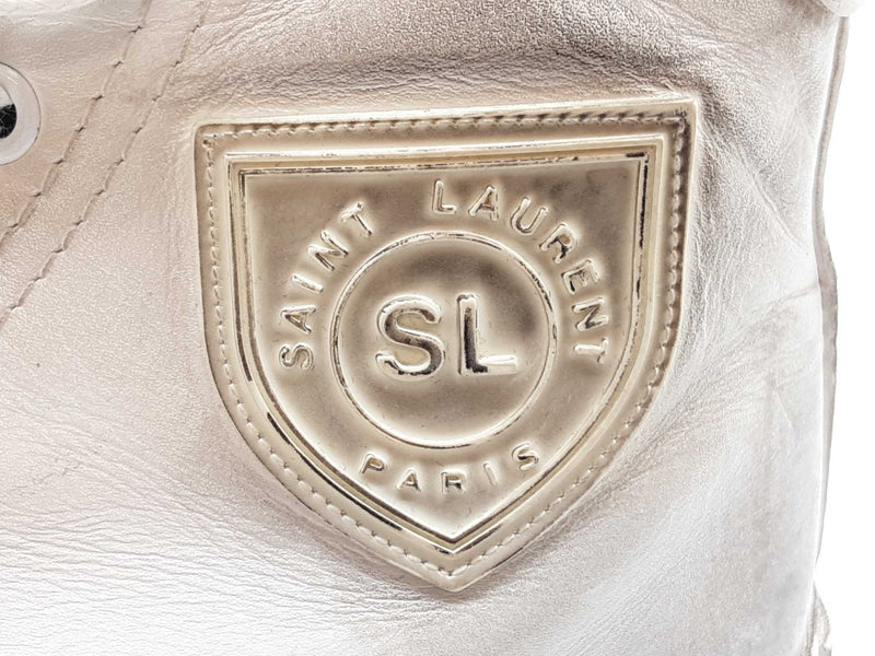 Yves Saint Laurent Bedford Distressed White Leather Shoes Size Eu 37 Do0525crde