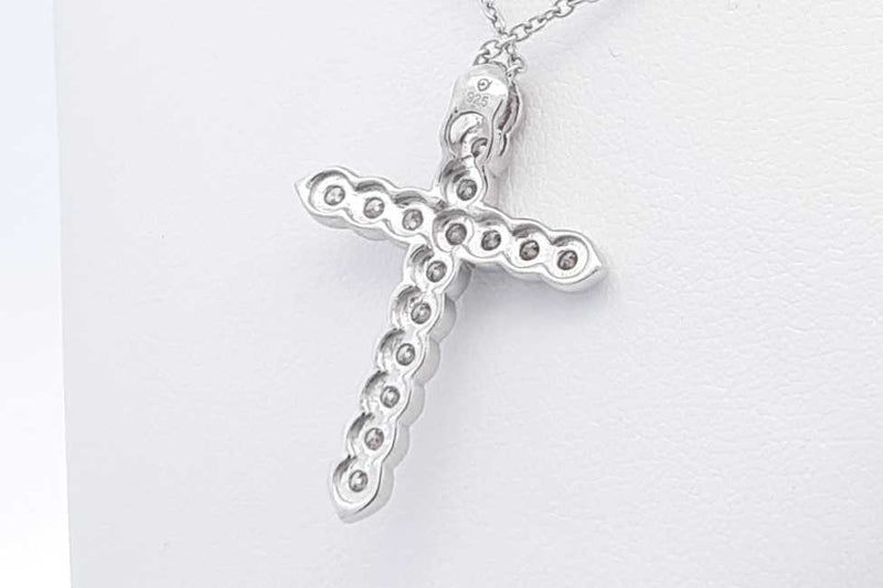 Approx. 1.02ctw Lab Grown Diamond Cross Sterling Silver Necklace 3.9g Eb1124llwdu