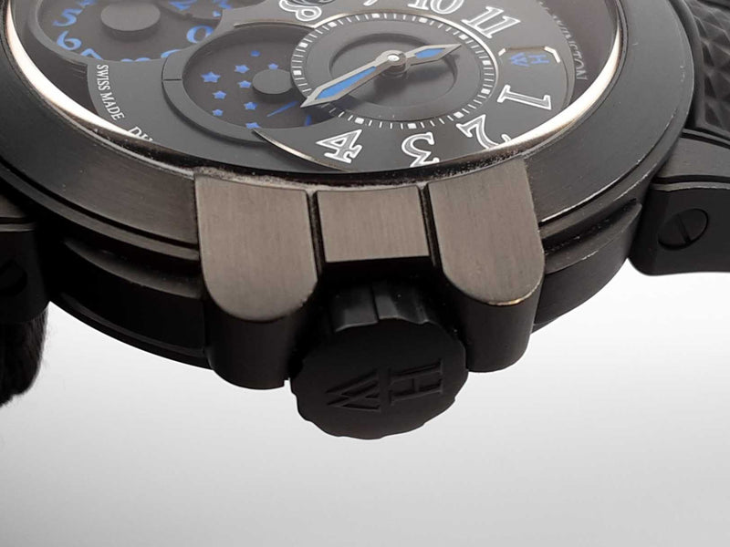 Harry Winston Ocean Diver Dual Time Black Zalium Edition 44mm Watch Fw1025crxzdu