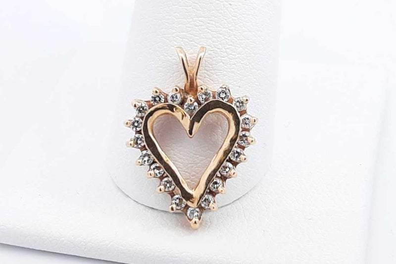 Approx. 0.2ctw Diamond Heart Pendant In 14k Yellow Gold 1.8 Grams Eb0125cxsa