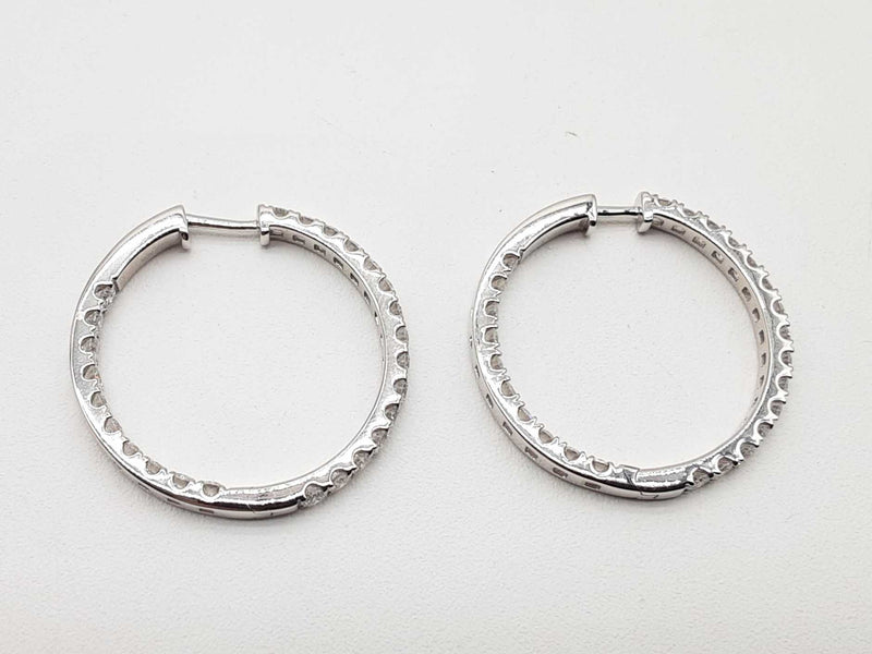 3.00 Ctw Lab Grown Diamonds 0.925 Silver 6.8g Clasp Hoop Earrings Do0225worde