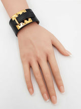 Hermès Kelly Dog Gold-tone & Black Leather Cuff Bracelet 6 Inch Fw0626lrxdu