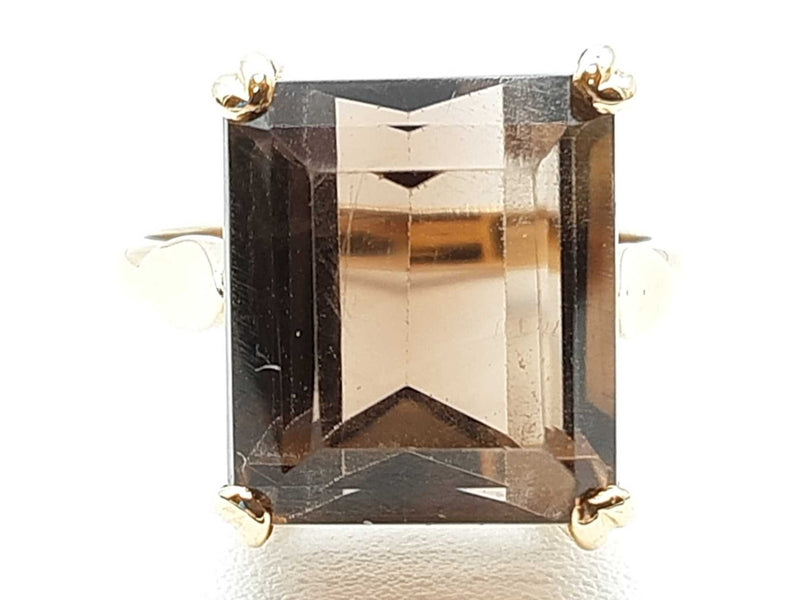 Brown Smokey Quartz 18k Yellow Gold 5.3g Ring Size 6 Do0625worde