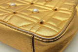 Gucci Gold Metallic Leather Mini Pearly Gg Marmont Shoulder Bag Eb0226wxzsa