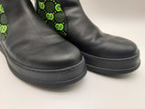Gucci Gg Elastic Chelsea Black Neon Green Boot Size Uk 11 Mens Do1124lrxde