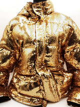 H&moschino Gold Sequin Down Jacket Size M Eb0326crsa