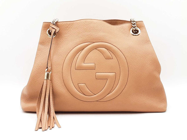 Gucci Soho Chain Shoulder Bag In Tan Pebbled Calfskin Fw0825pzxdu