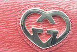 Gucci Red Shiny Leather Interlocking G Heart Flap Wallet Eb0526lcrsa